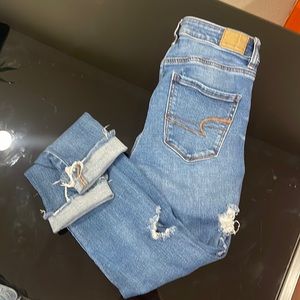 American eagle size 4 jeans - with side thigh rip